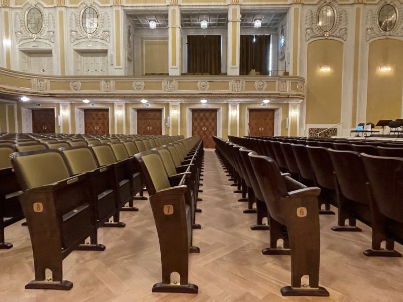 Refurbished seating in the Great Hall